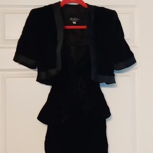 Strapless Velvet Cocktail Dress w/Matching Bolero